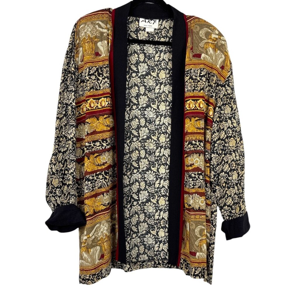 Vintage A.K.F. New York‎ Jacket Women's Medium Ornate Tapestry Print Kimono